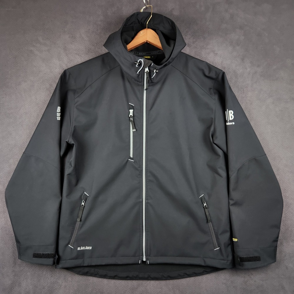 Blaklader Jacket Mens XL‎ Workwear Softshell Fleece Lined Hooded Full Zip Logo